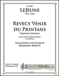 Revecy venir du printans SATTB choral sheet music cover Thumbnail